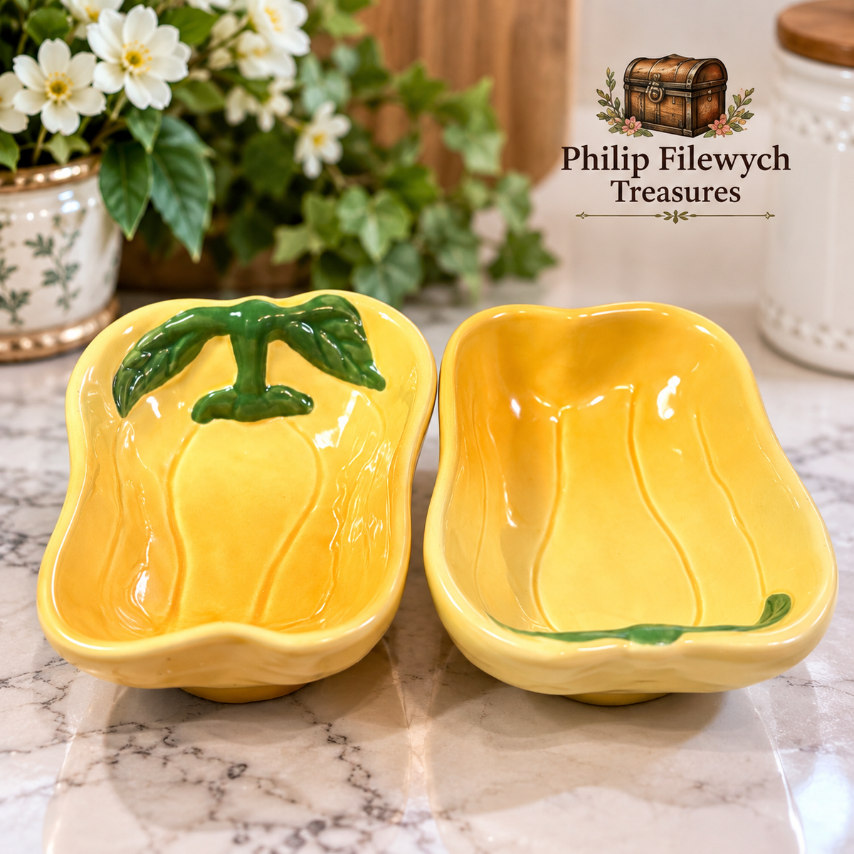 Norpro SBD-02 small ceramic baking dish pair in yellow and green