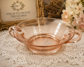 SD-60--Vintage Hocking Manhattan Pink Depression Glass Two-Handled Ribbed Serving Bowl