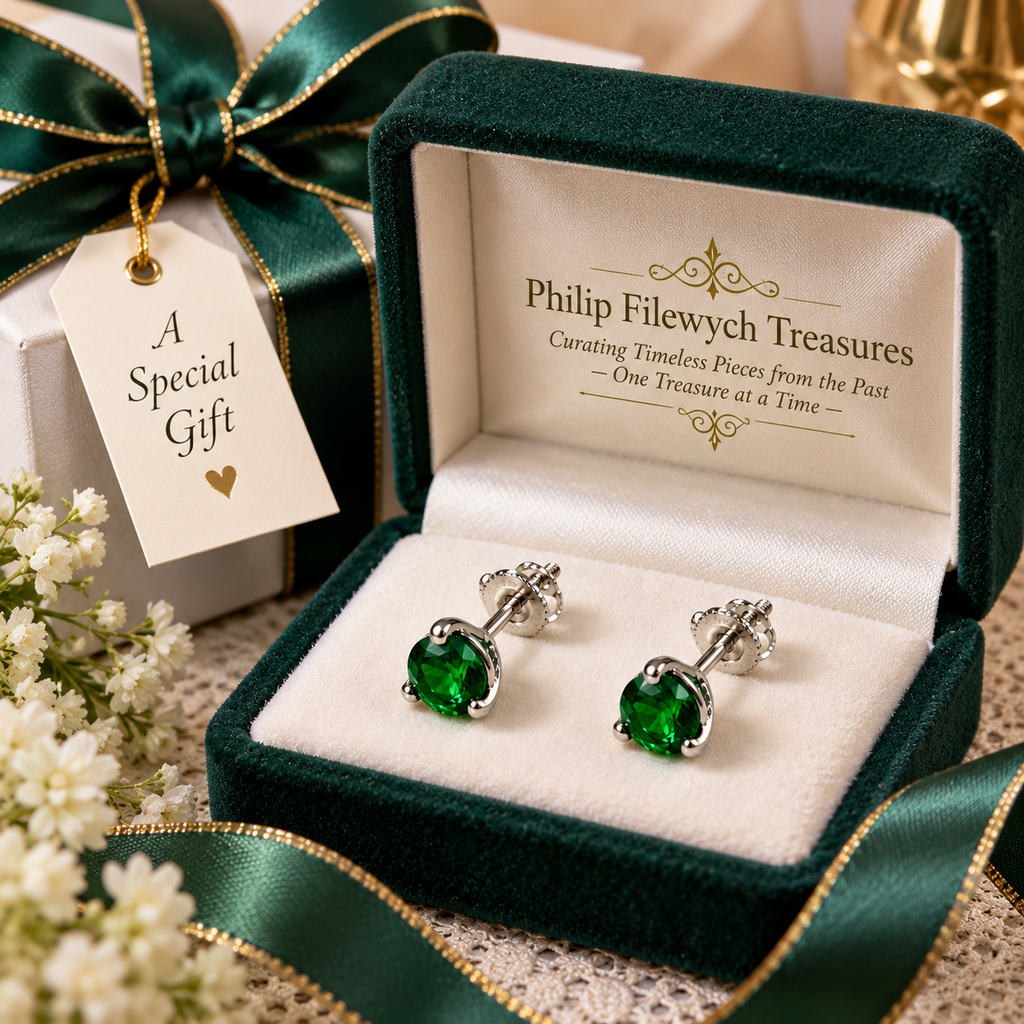 SE-01--Stud Earrings – Light Green   Gemstone – 14K Yellow Gold