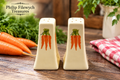Vintage 1950s carrot pattern porcelain salt and pepper shakers