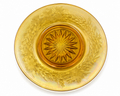 SP-20--Vintage Federal Glass Normandie Sunburst Plate 6.5" Amber Gold Iridescent 1930s