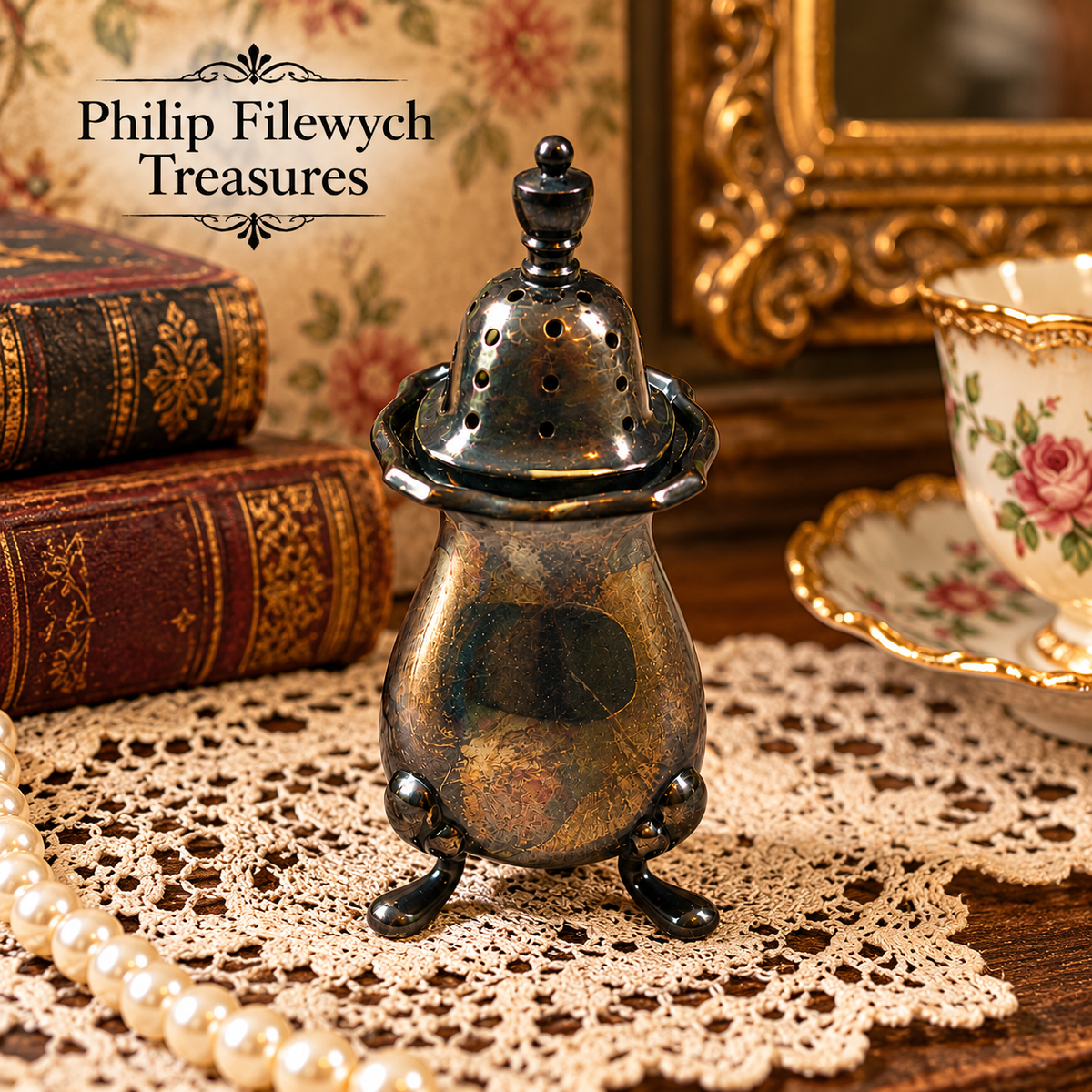 SP-50-- Vintage English Silver-Plated Saltshaker by William Adams, Mid-Century Collectible