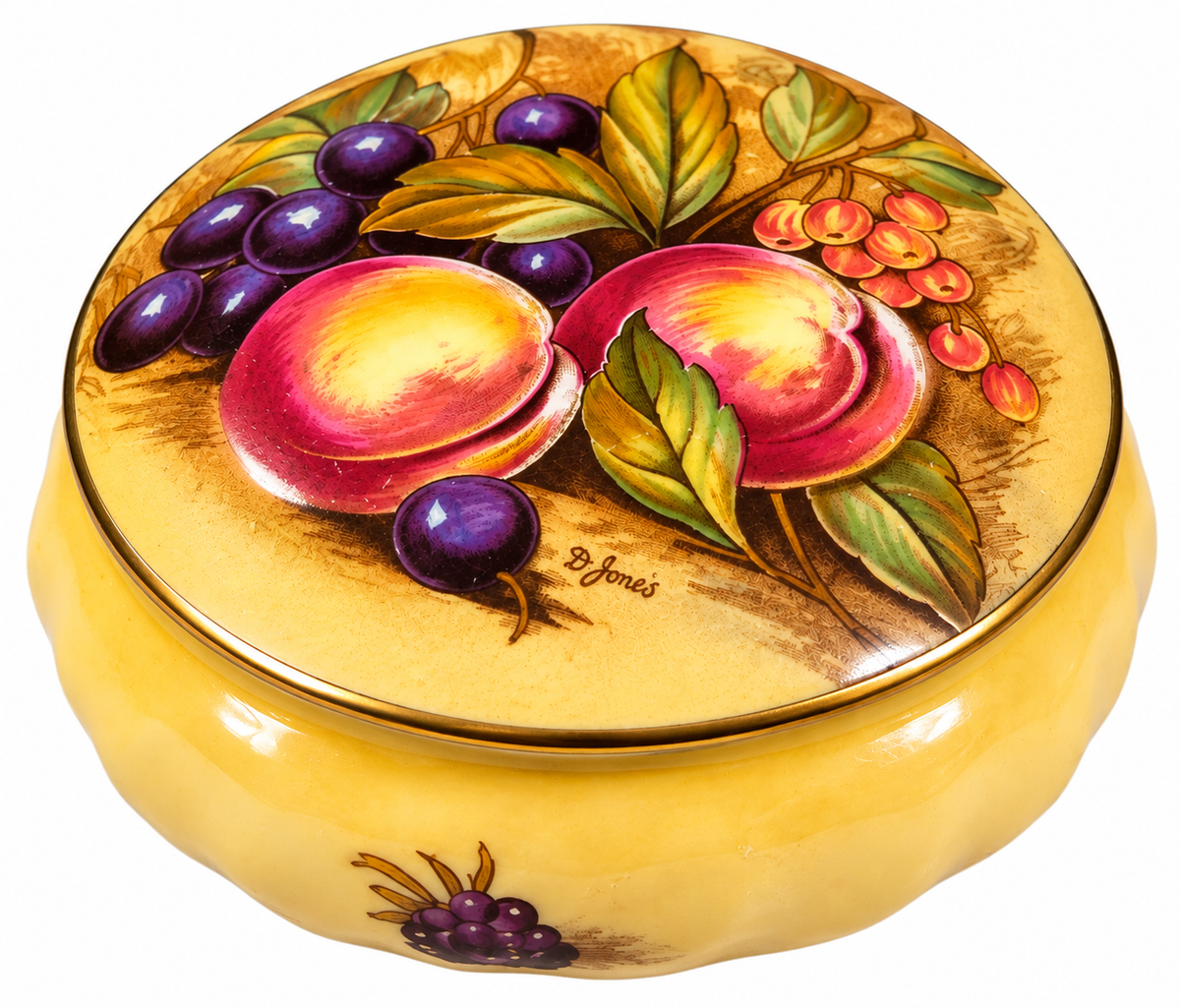 Aynsley Fine Bone China Orchard Gold trinket dish on white background