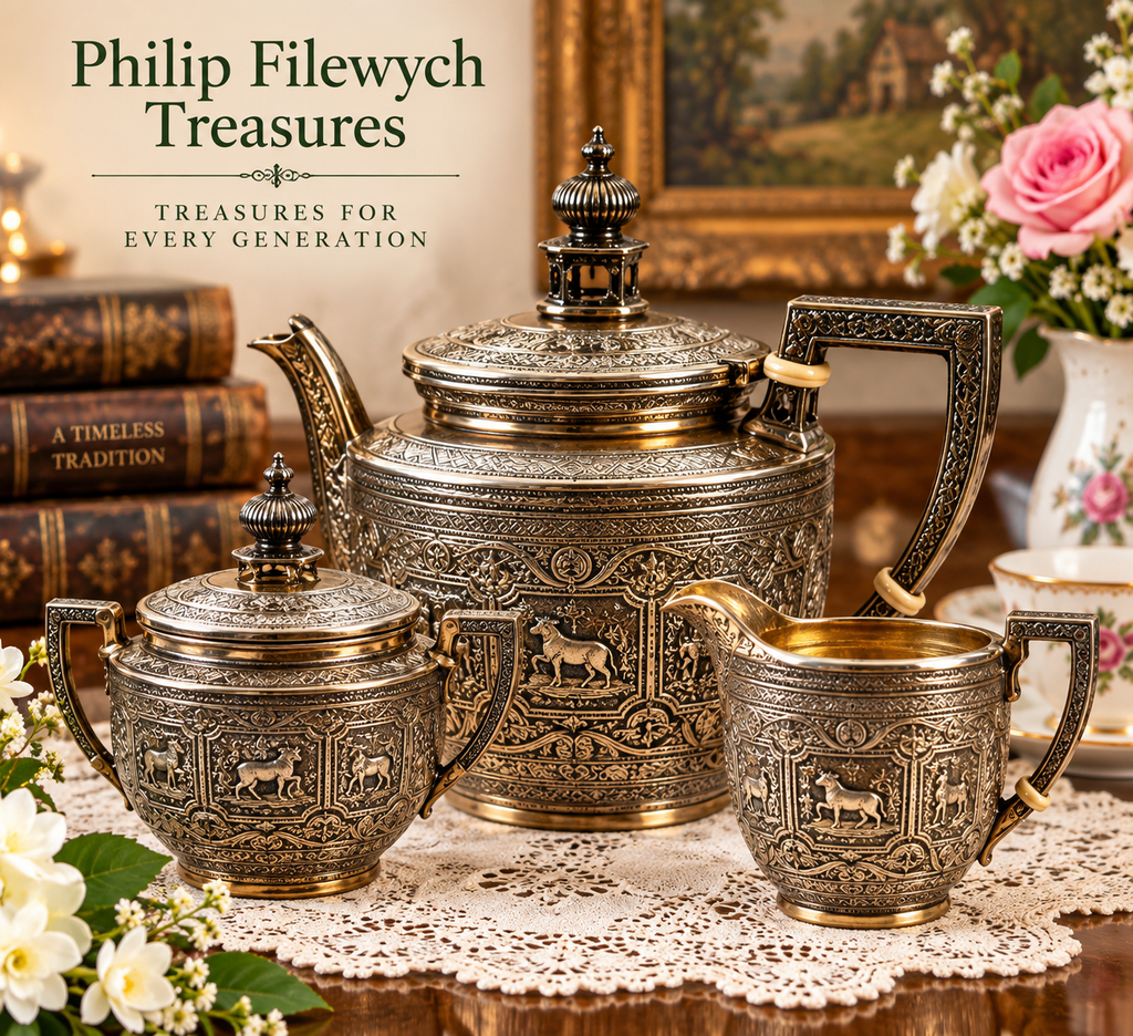 TeaPot-15--Antique 1836 William IV English Sterling Silver Tea Set – Ornate Floral Chased Decoration – Exceptional Collector Piece