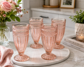VFG-10--Vintage Pink Footed Pressed Glass Tumblers – Set of 4