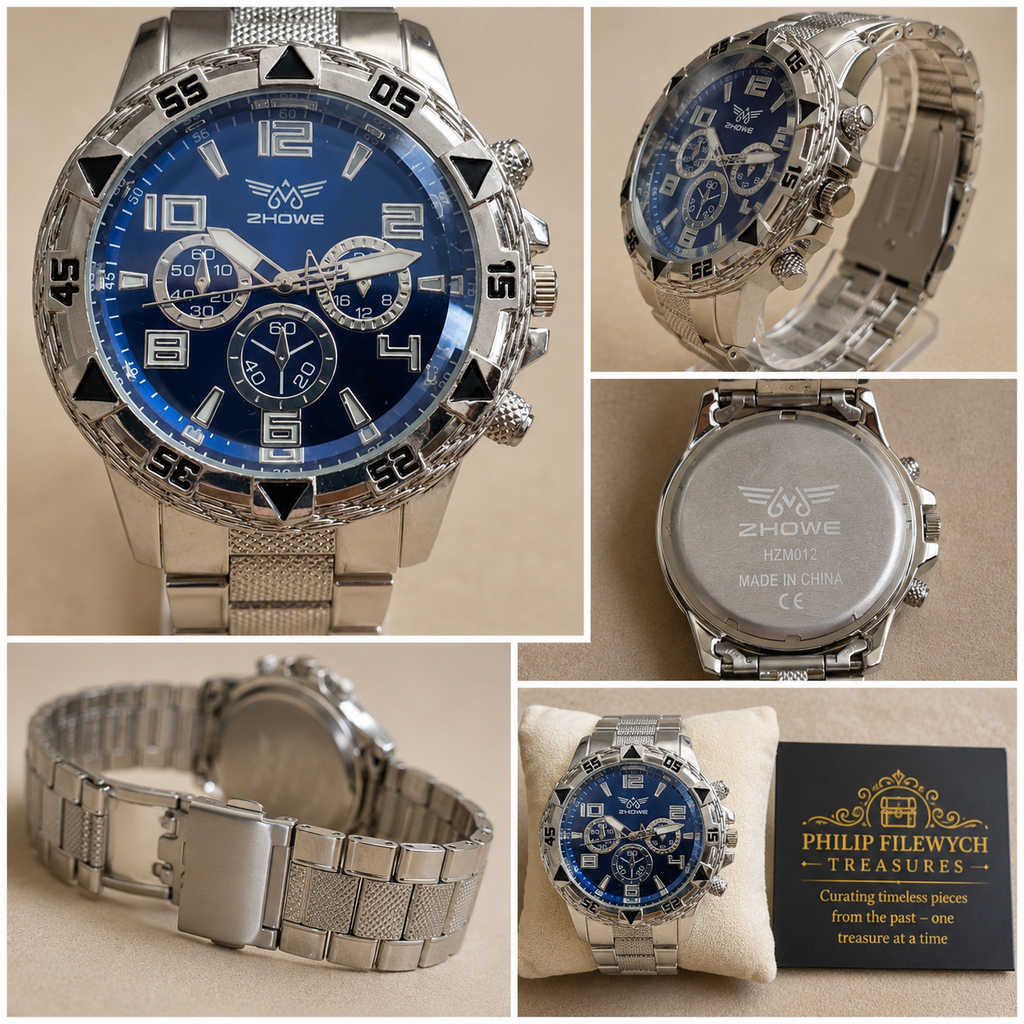 WA-04-Quart-Luxury ZHOWE GA6539 Men's Quartz Watch Silver Black Dial Calendar Business Fashion Wristwatch