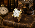 WA-11 – OLEVS Men's Square Gold Quartz Watch – Brown Leather Strap – Waterproof – Luminous – Analog Dress Watch