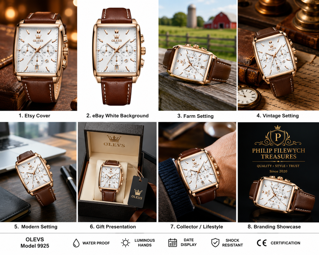 WA-12--OLEVS Men's Luxury Square Watch Model 9925