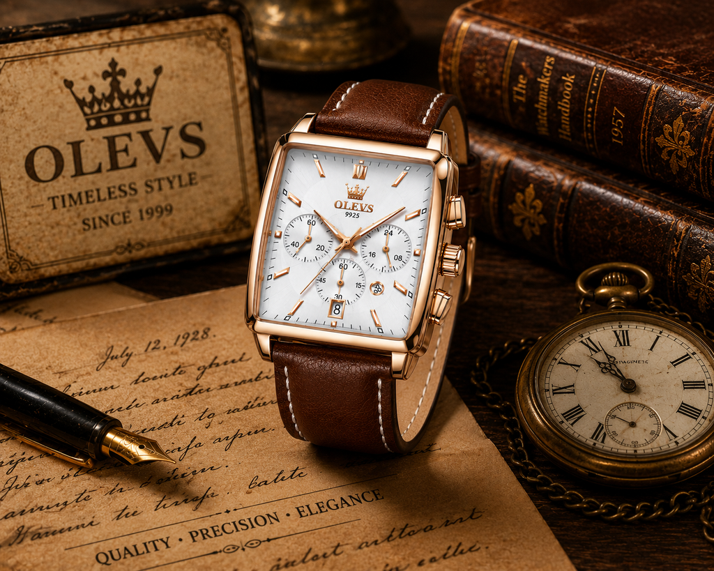 WA-12--OLEVS Men's Luxury Square Watch Model 9925