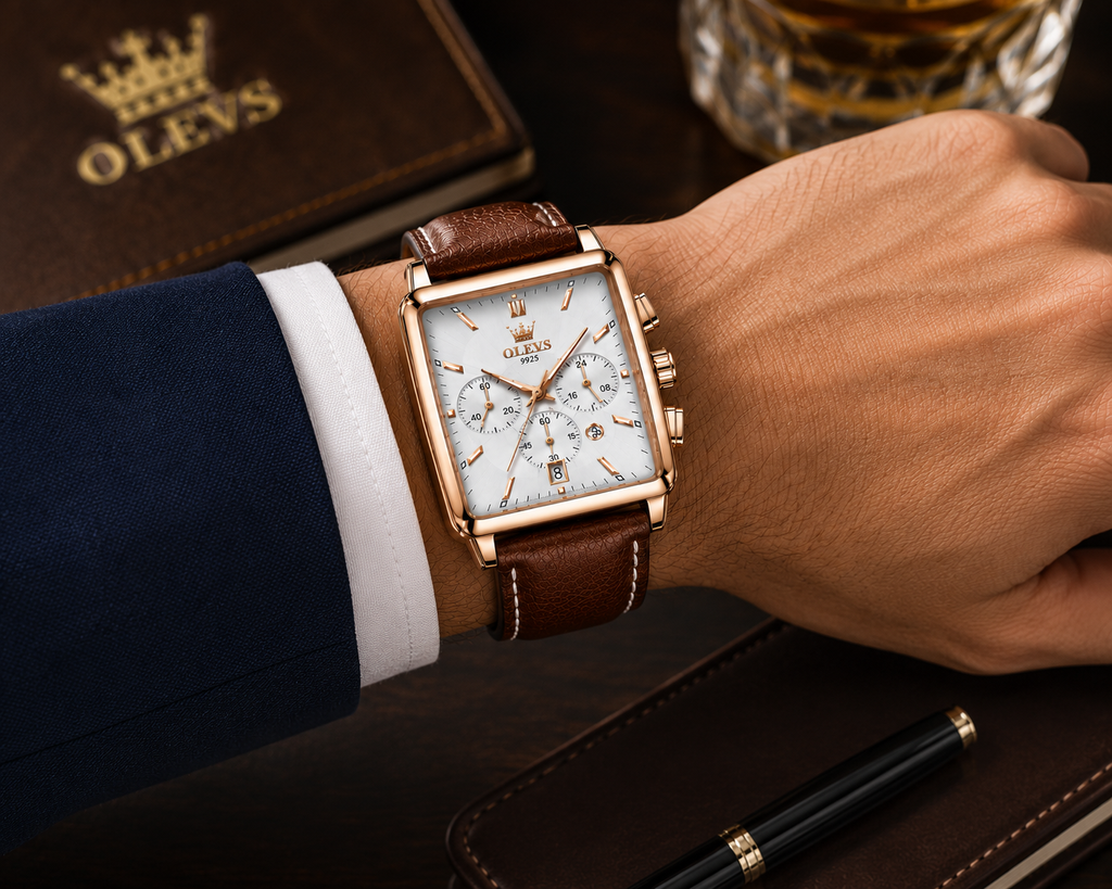 WA-12--OLEVS Men's Luxury Square Watch Model 9925
