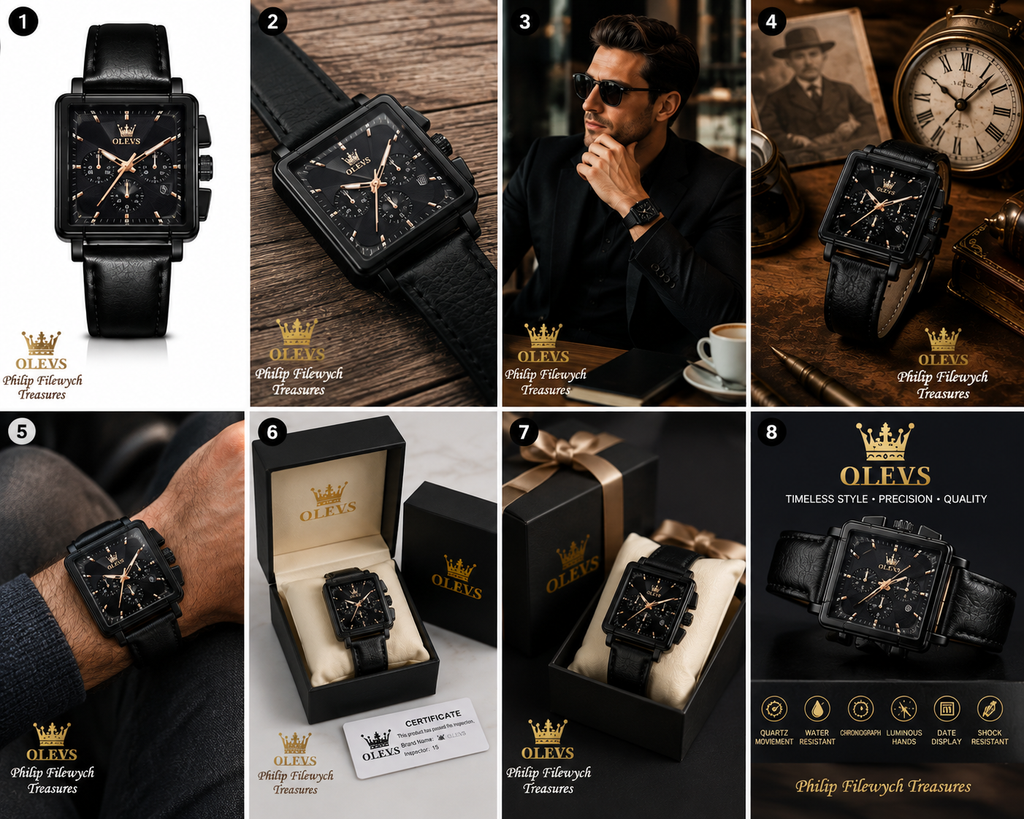 WA-13--OLEVS Men's Luxury Square Chronograph Quartz Watch Model 9925
