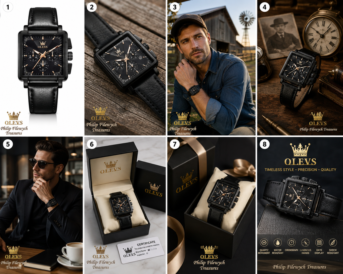 WA-13--OLEVS Men's Luxury Square Chronograph Quartz Watch Model 9925