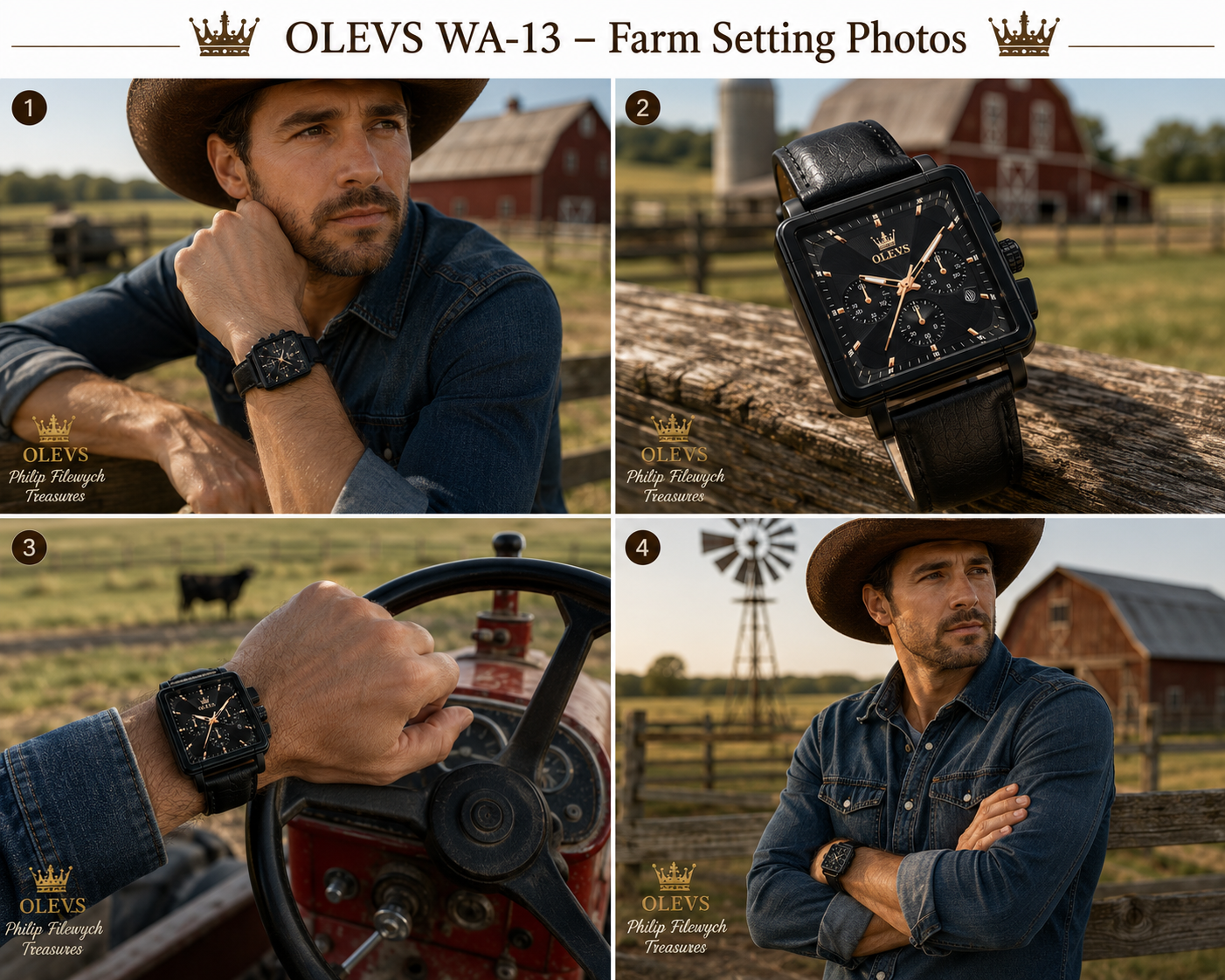 WA-13--OLEVS Men's Luxury Square Chronograph Quartz Watch Model 9925