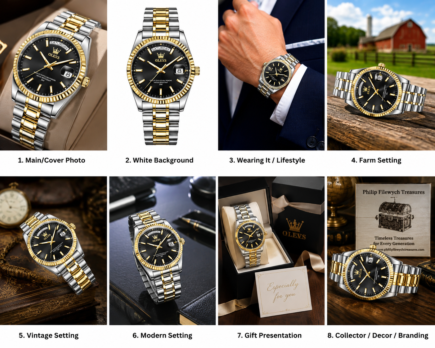 WA-17--Chenxi Men's Moon Phase Quartz Watch Brown Leather Strap Chronograph Date Calendar Roman Numerals Waterproof Luxury Dress Watch WA-17