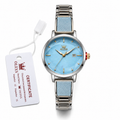 WA-17--OLEVS 5189 Ladies Gold-Tone Quartz Watch 36mm Blue Love Fashion Dial Mesh Bracelet 3ATM