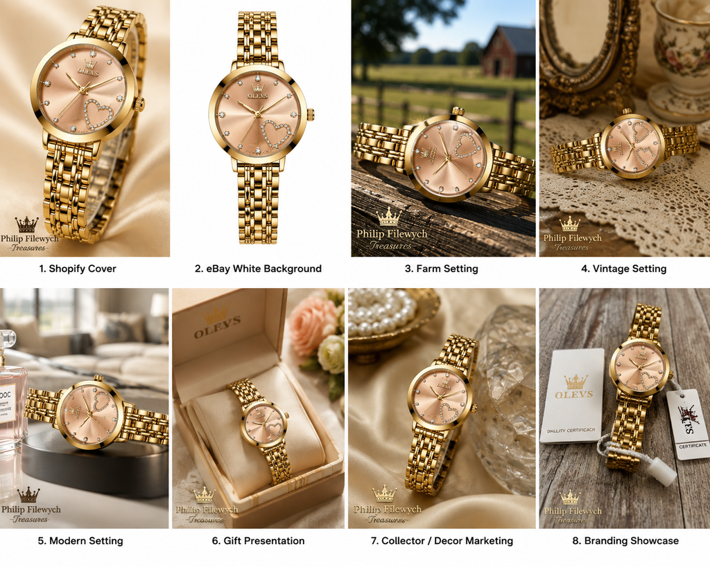 WA-17A--OLEVS 5189 Ladies Quartz Watch 36mm Yellow Gold Tone Love Fashion Luminous Dial 3 BAR Waterproof