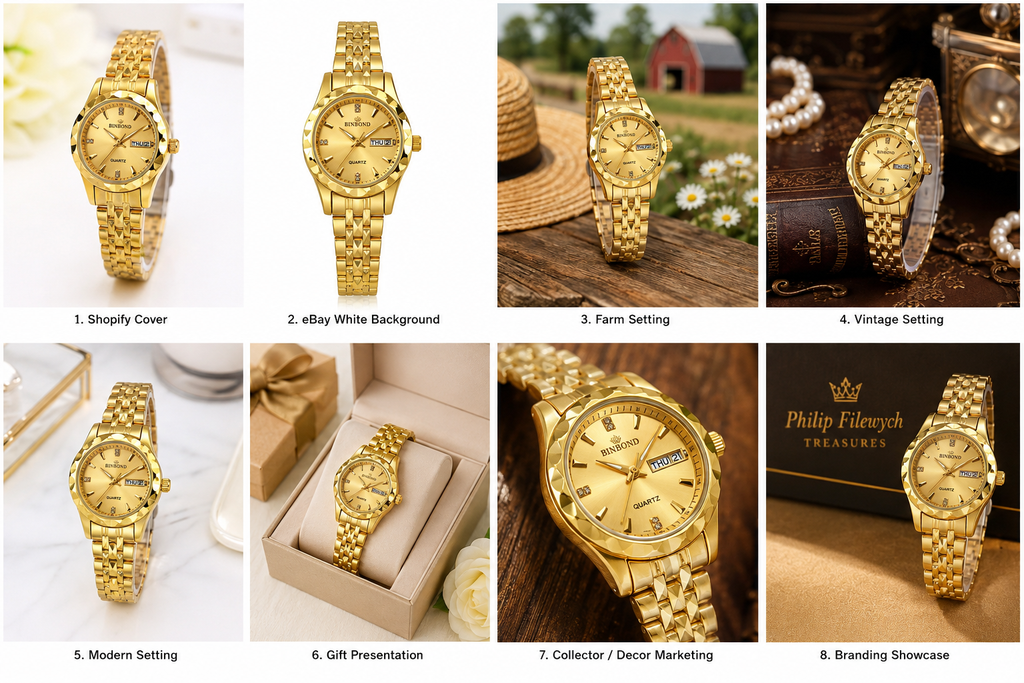 WA-20--Bingong Ladies Gold-Tone Luxury Quartz Watch 28mm Date Luminous Water Resistant