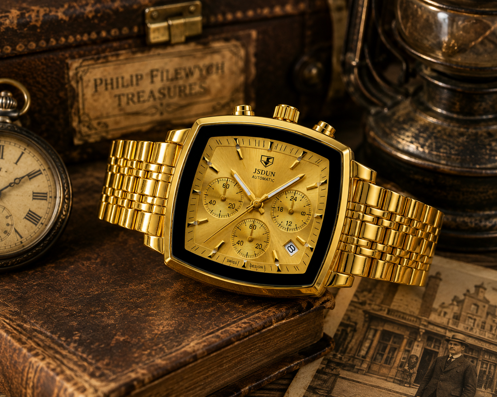 WA-22--JSDUN 8864 Men's Luxury Automatic Mechanical Gold-Plated Watch 40mm