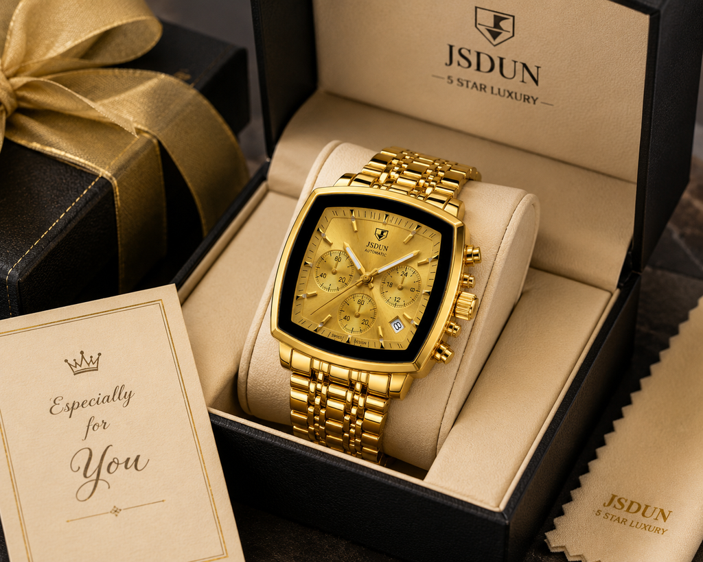 WA-22--JSDUN 8864 Men's Luxury Automatic Mechanical Gold-Plated Watch 40mm