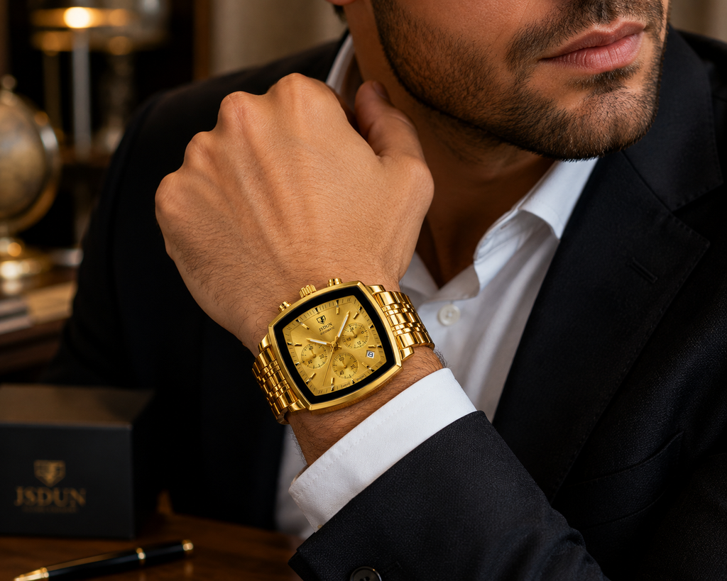 WA-22--JSDUN 8864 Men's Luxury Automatic Mechanical Gold-Plated Watch 40mm