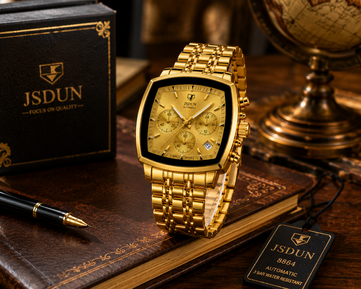 WA-22--JSDUN 8864 Men's Luxury Automatic Mechanical Gold-Plated Watch 40mm
