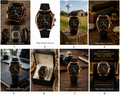 WA-22--LIGE 8908 Men's Rose Gold Black Chronograph Quartz Watch 3Bar Waterproof Silicone