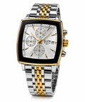 WA-29--Glen Watch Co. Men's Automatic Mechanical Watch 925 Silver Case Two-Tone Bracelet Dual Calendar 106g
