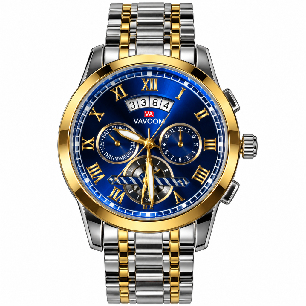 VAVAVOOM VA-243 men's two-tone blue dial quartz watch