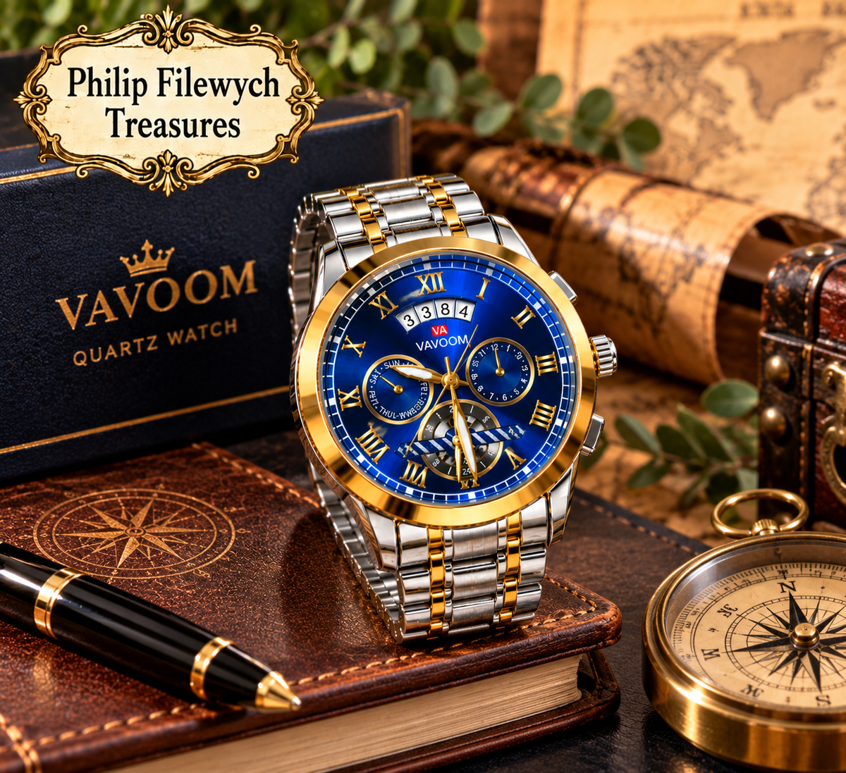 VAVAVOOM VA-243 men's blue dial watch Philip Filewych Treasures showcase