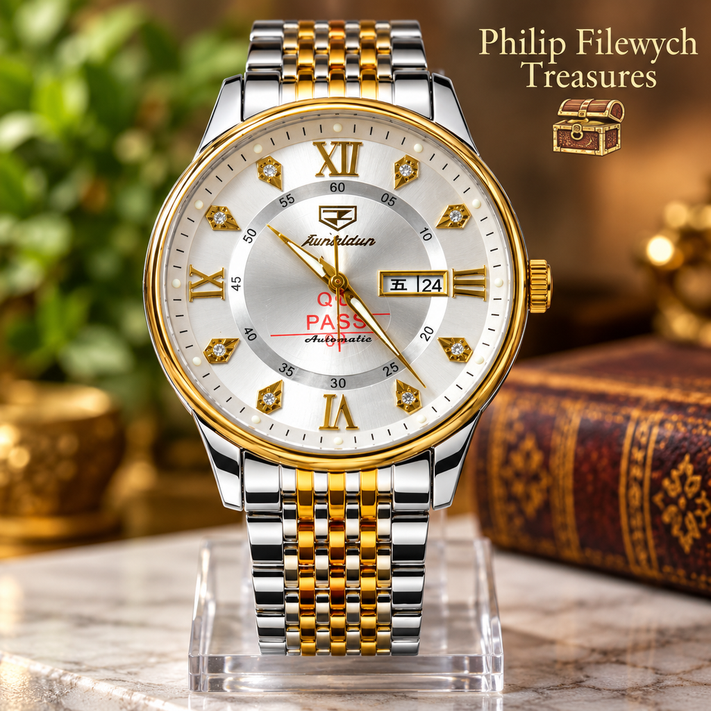 JSDUN WA-37 mechanical automatic self-winding wristwatch with stainless steel case and bracelet