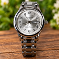 WA-39 Whisth men's ultra-thin quartz wristwatch with stainless steel bracelet and silver dial
