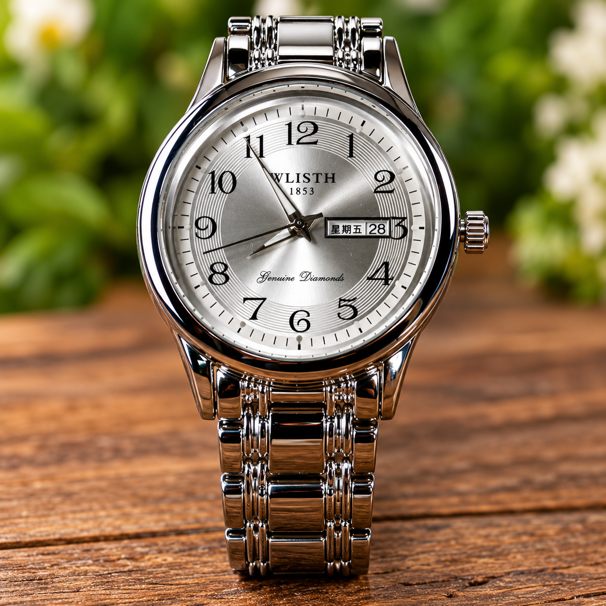 WA-38 Whisth Men's Ultra-Thin Quartz Watch Stainless Steel Calendar Week Display Model 6203