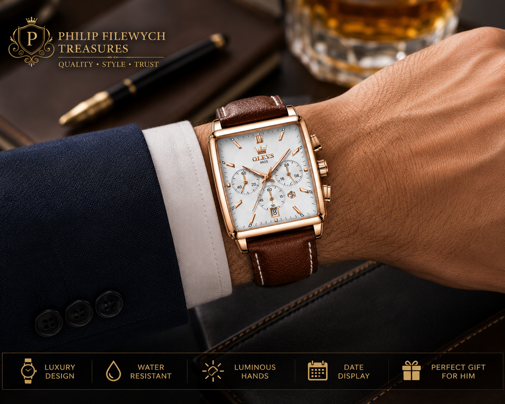 WA-12--OLEVS Men's Luxury Square Watch Model 9925