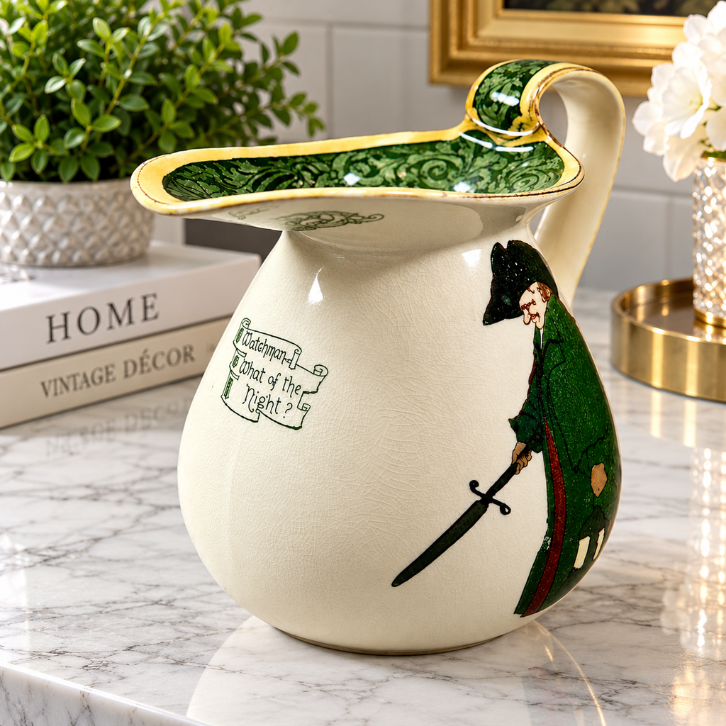 Royal Doulton Watchman What of the Night? jug displayed in an elegant modern interior, showing how this vintage collectible can complement contemporary décor.